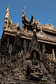 Myanmar - Mandalay, Shwenandaw Kyaung (the Golden Palace) a wonderful example of the Burmese unique teak architecture and wood-carving art. 